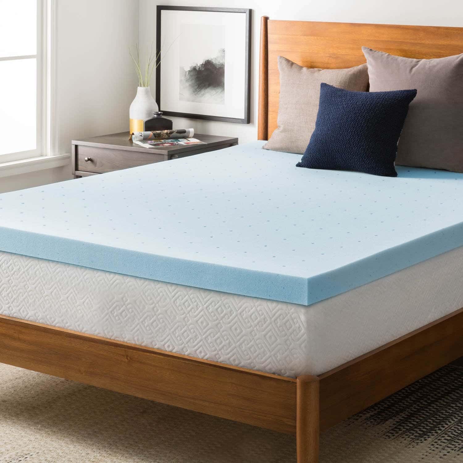 Clara Clark Mattress Topper, Gel Infused Memory Foam Mattress Topper, Ventilated Design Mattress Pad, 4 Inch, Twin Size